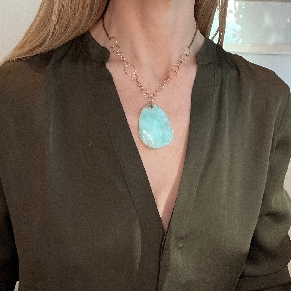 Stone Gold & Leather Necklace